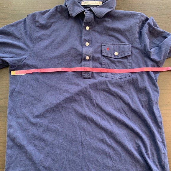 CRIQUET Mens Short Sleeve Polo Shirt Navy Blue Size M Organic Cotton Pocket - Picture 7 of 12